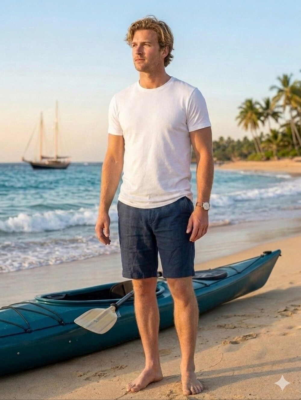 7 For All Mankind Men's 100% Linen Cotton Shorts in Navy Blue Size 28